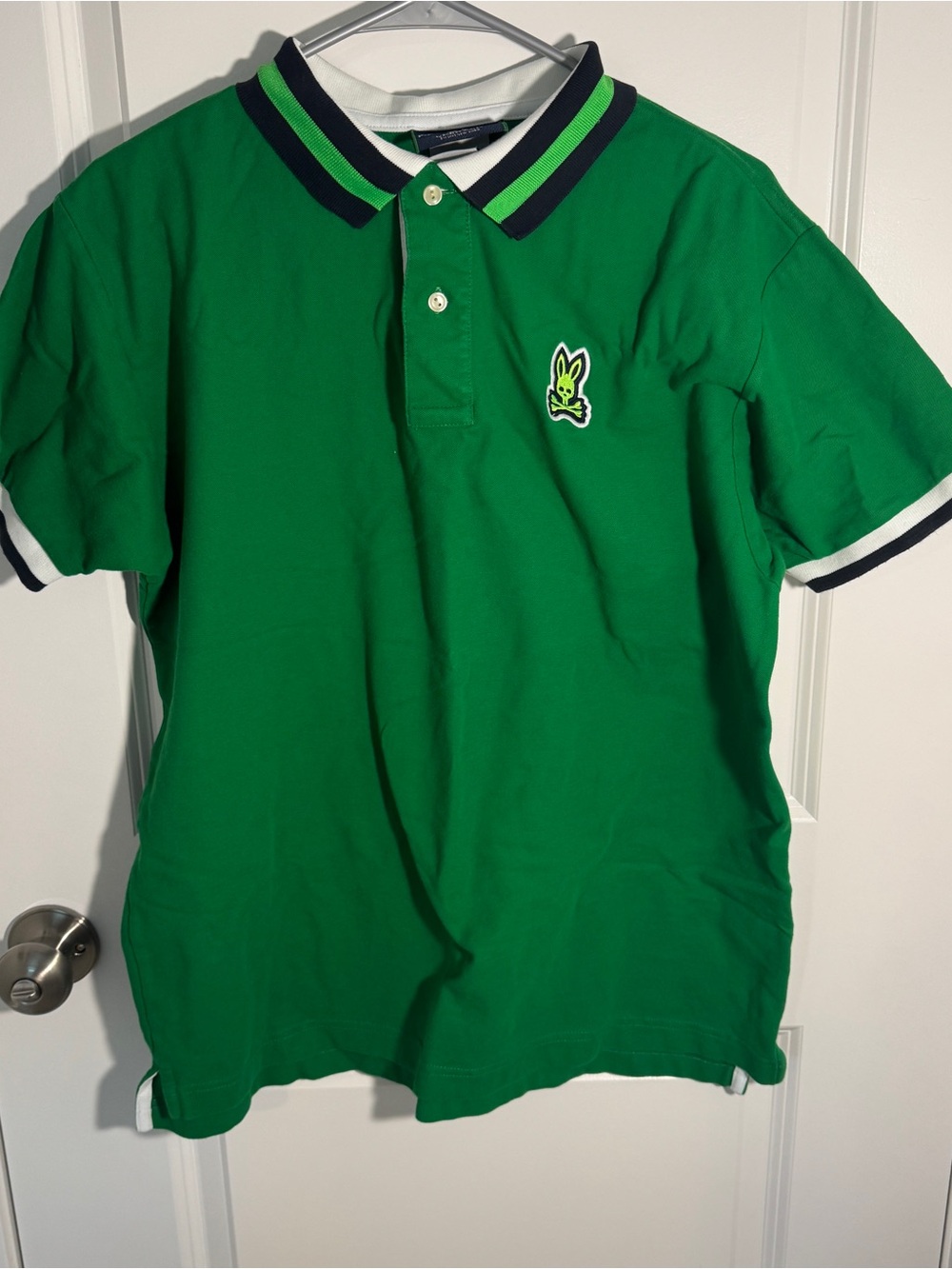 Psycho Bunny Green Polo with Navy & White Trim